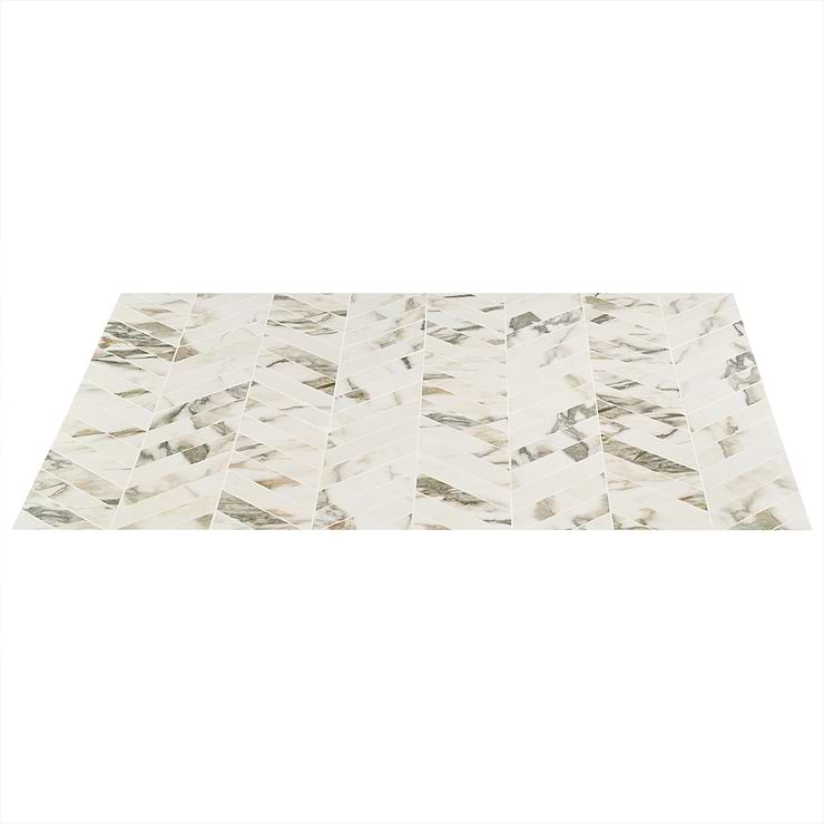 DreamStone Calacatta Rustico 2x8 Chevron Polished Porcelain Mosaic