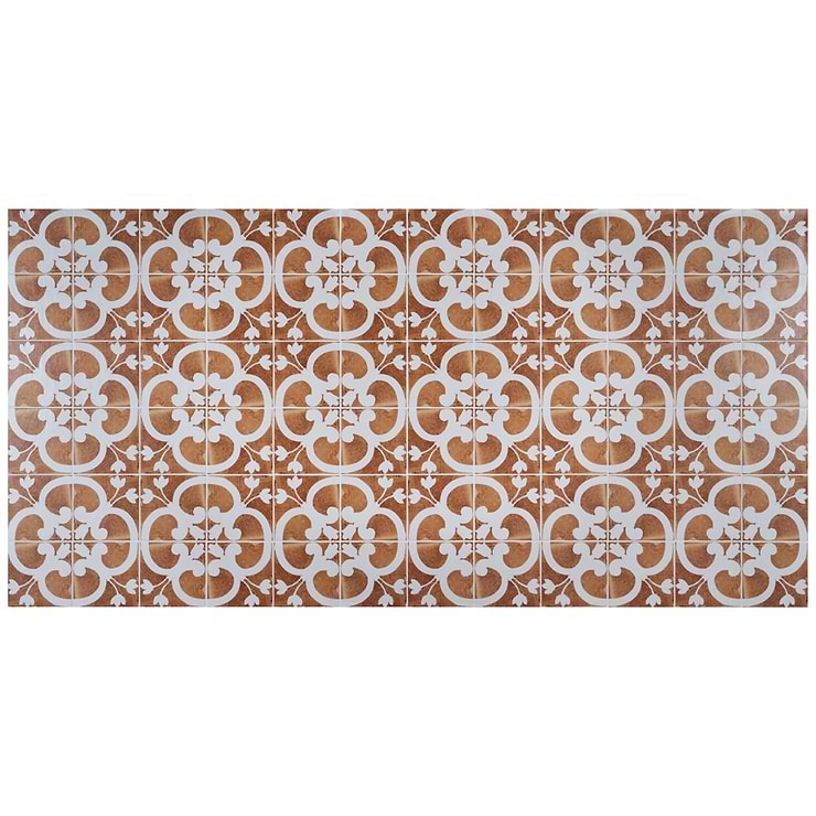 Angela Harris Mediterra Flora Terracotta 8x8 Matte Porcelain Tile