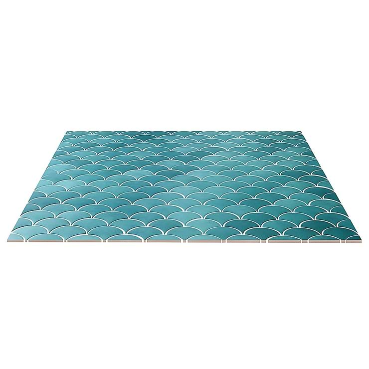 Highwater Turquoise Olive Fishscale 2x5 Polished Ceramic Wall Tile