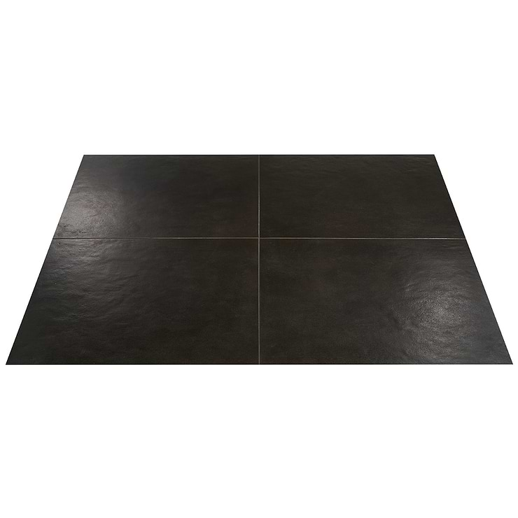 Rethink Leather Black 24x24 Matte Porcelain Tile