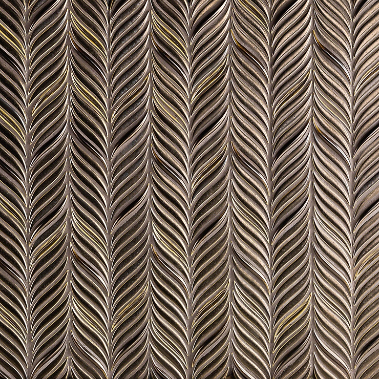 Nabi Alula Metallic Copper Brown Chevron Matte Glass Mosaic Tile