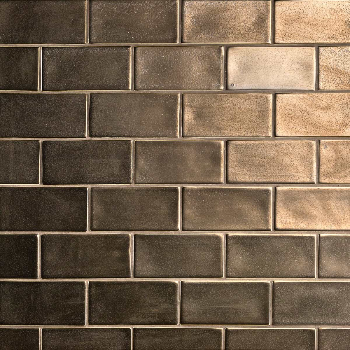 Nabi Subway Metallic Copper Brown 3x6 Matte Glass Tile