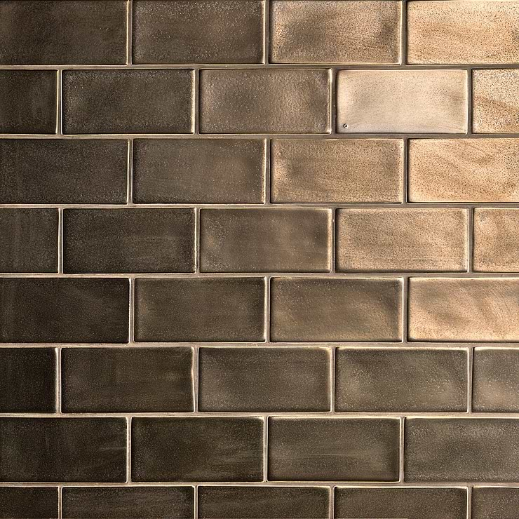 Nabi Subway Metallic Copper Brown 3x6 Matte Glass Tile