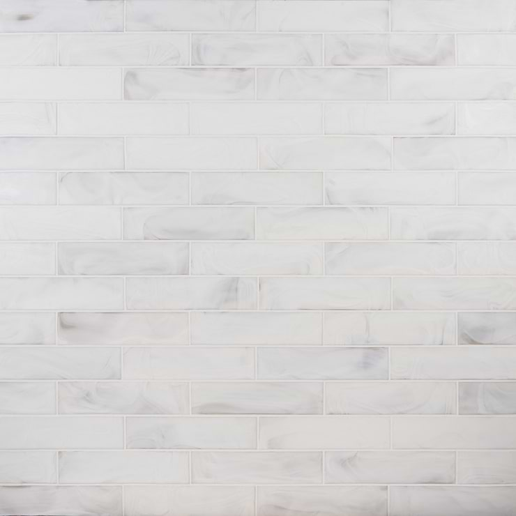 Alisa Cloud White 3x12 Frosted Subway Glass Tile