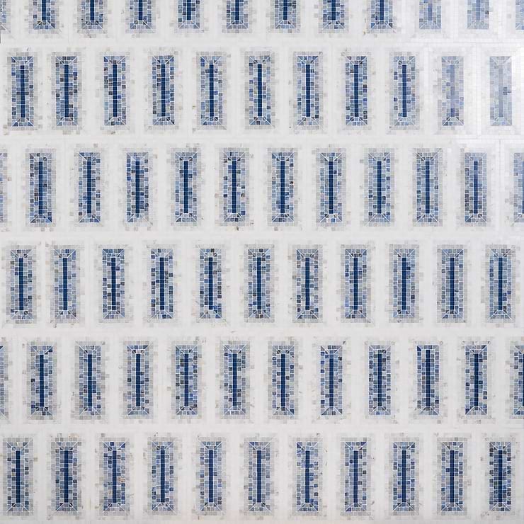 Ako Azul Blue 4x9 Rectangle Marble Micro Mosaic Tile