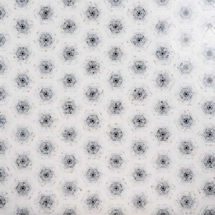 Ako Grigio Gray 6" Hexagon Marble Micro Mosaic Tile