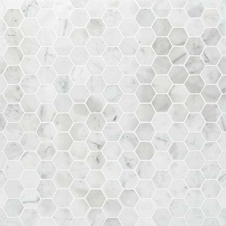 Sample-Carrara 2" Hexagon Polished Marble Mosaic Tile