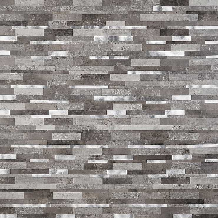 Metalway LPS Cement Gray Solid Core Peel & Stick Self Adhesive Metallic Look Matte Mosaic Tile