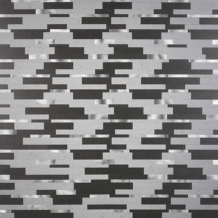 Metalway LPS Mixed Gray Solid Core Peel & Stick Self Adhesive Metallic Look Matte Mosaic Tile