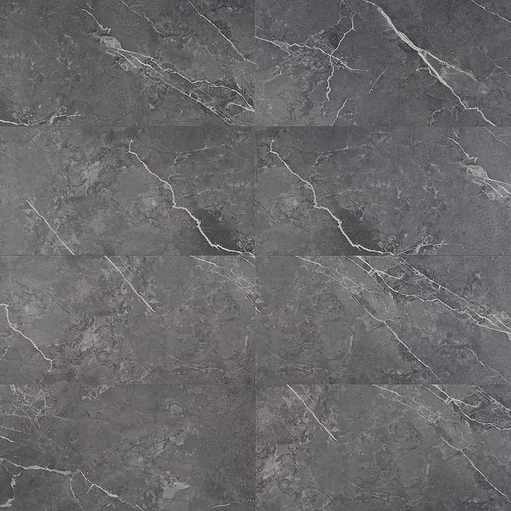 Optoro Chauny Marble Dark Gray 28mil Wear Layer Rigid Core Click 12x24 Luxury Vinyl Tile