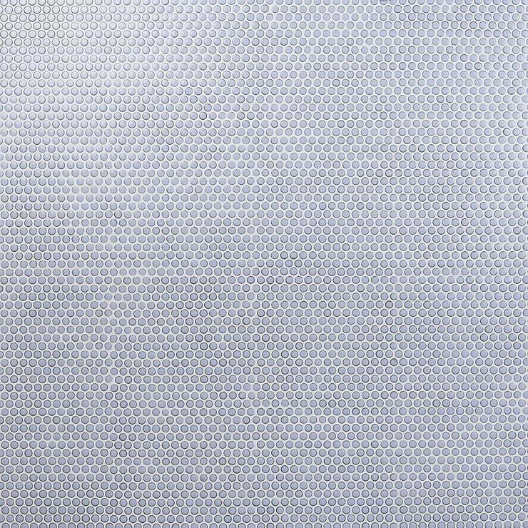 Eden Cloudy Sky Blue Rimmed 1" Penny Round Polished Porcelain Mosaic