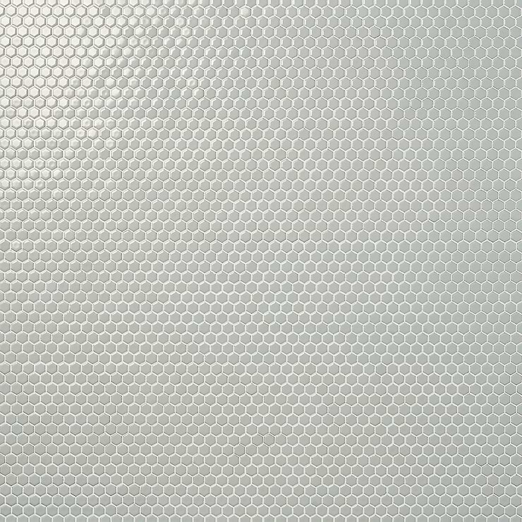 Eden Antiguan Sky Gray Rimmed 1" Hexagon Polished Porcelain Mosaic