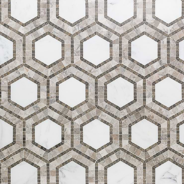 Nova Andromeda 6" Hexagon Marble Polished Mosaic Tile