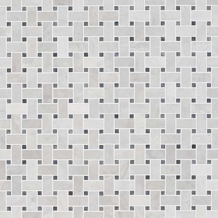 Ice Gray 1x2 Honed Marble Basketweave Mosaic