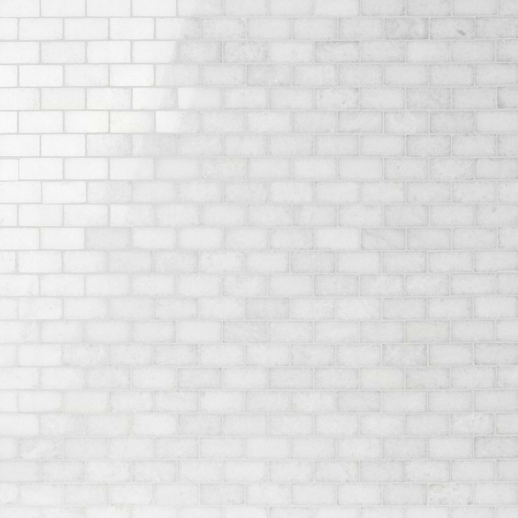 Snow White 1x2 Polished Marble Mosaic