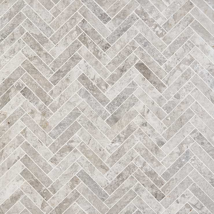 Tundra Gray 1x4 Herringbone Honed Limestone Mosaic