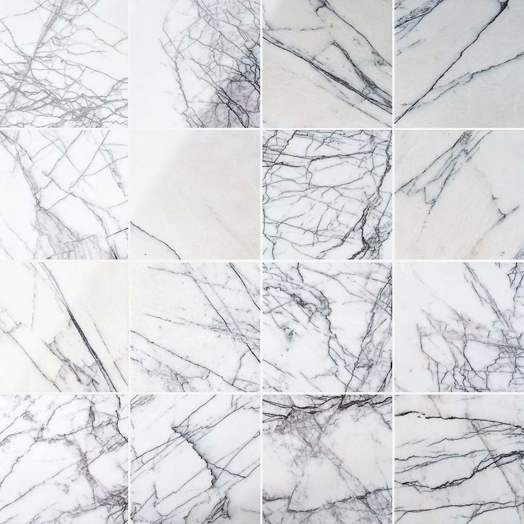 Lilac White 12x12 Polished Marble Tile