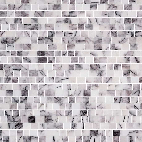 Lilac White Micro Cracked Joint Honed Marble Mosaic