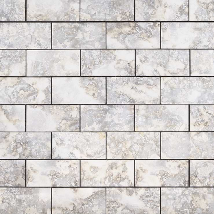 Vilna Argenta Gray 3x6 Antique Mirror Polished Subway Wall Tile