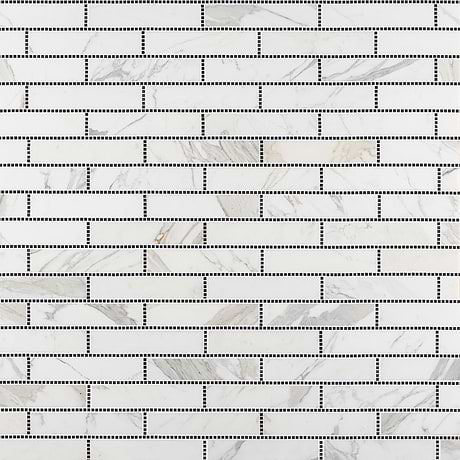 New Palm Beach by Krista Watterworth Brick White 3x12" Polished Marble Mosaic