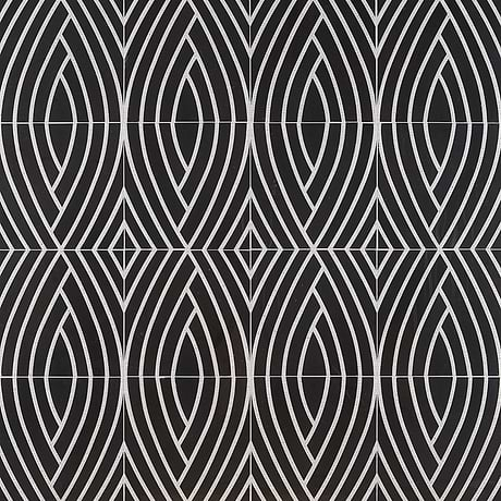 New Palm Beach by Krista Watterworth Leaf Black Polished Marble Mosaic