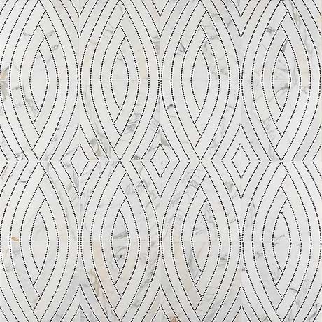 New Palm Beach by Krista Watterworth Leaf White Polished Marble Mosaic