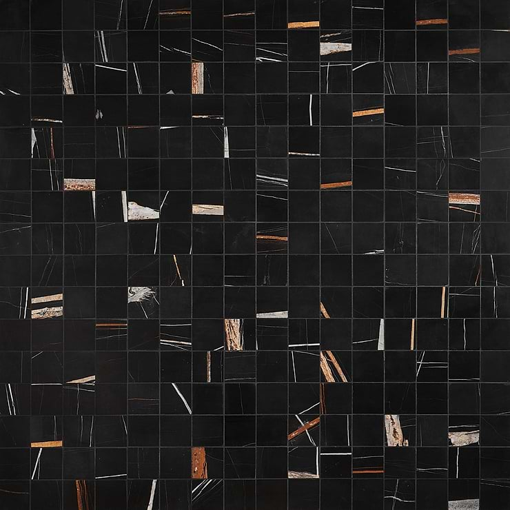 Nero Dorato 3x3 Honed Marble Mosaic Tile