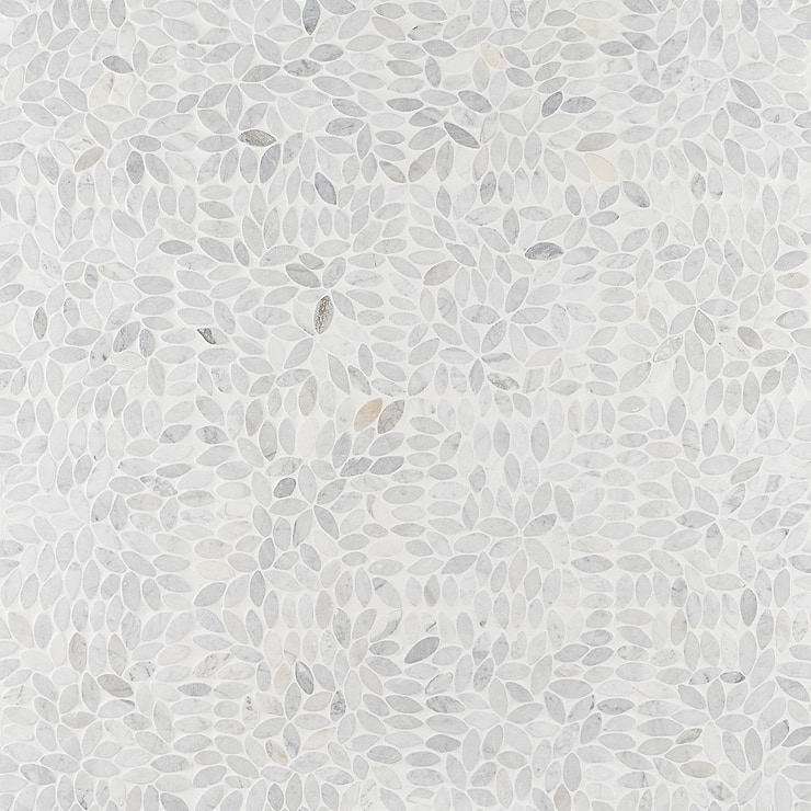 Nature Flower Carrara Marble Honed Mosaic Tile