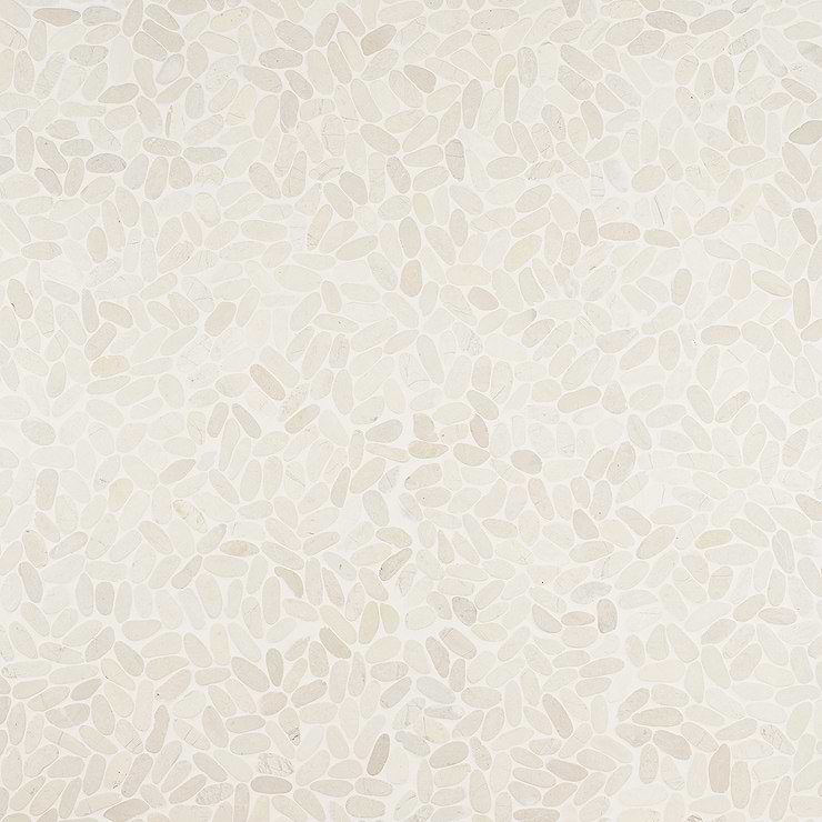 Nature White Flat Oval Pebble Mosaic