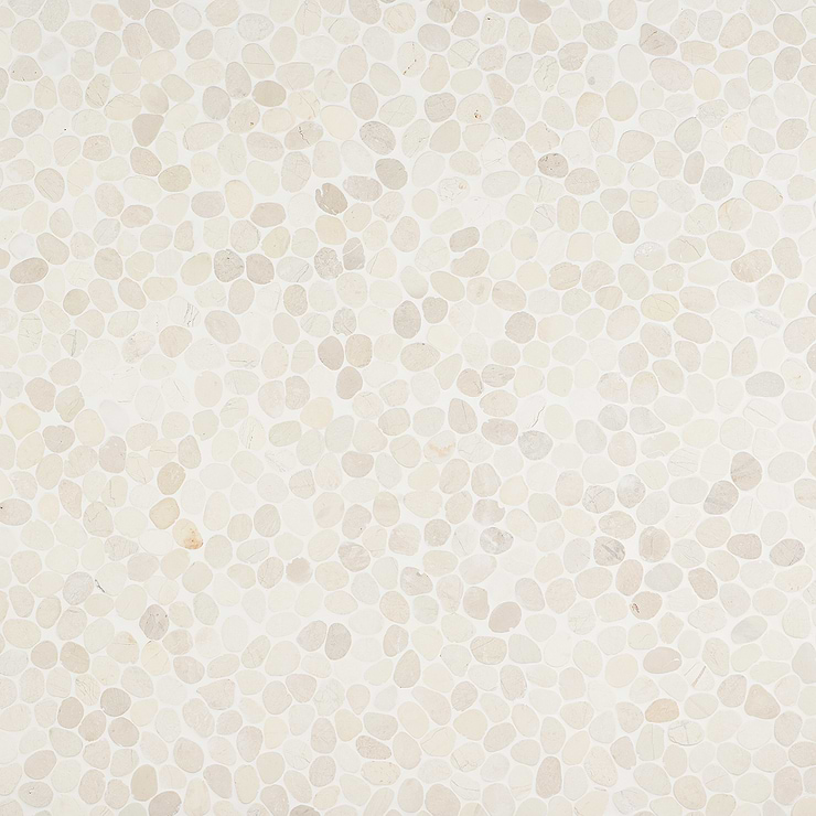 Nature White Round Pebble Mosaic 