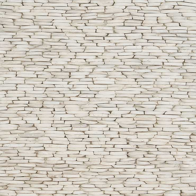 Nature White Stacked Pebble Mosaic