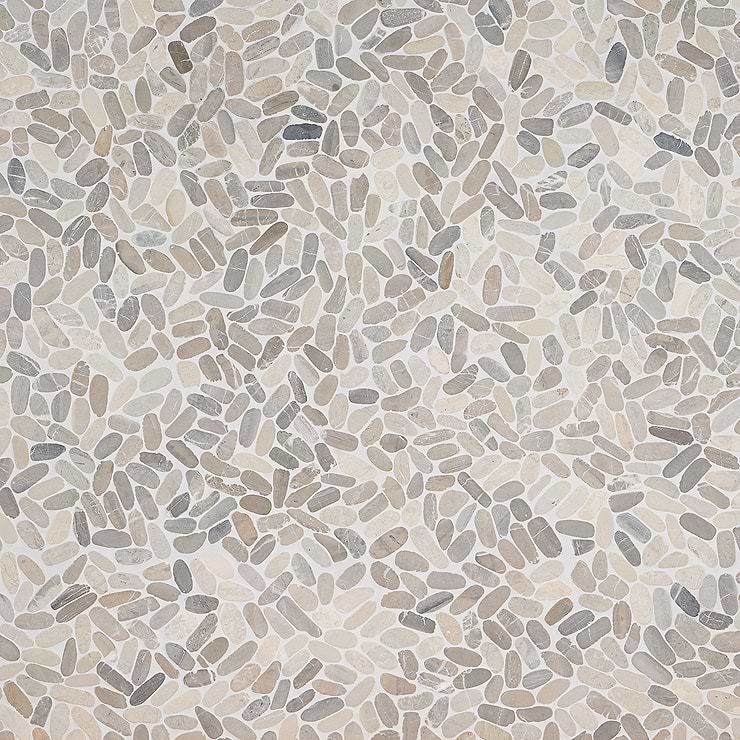 Nature Gray Flat Oval Pebble Mosaic 