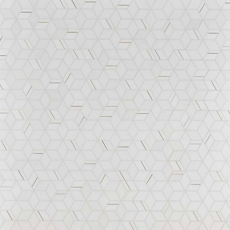 Morgana Thassos Polished Marble and Brass Mosaic Tile