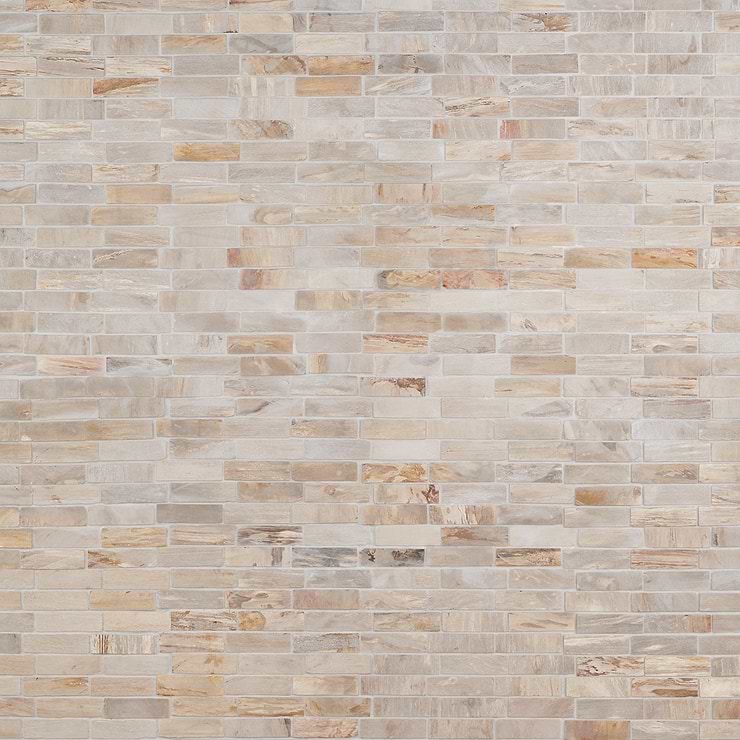 Fossil Brick Beige 1x4 Tumbled Marble Stone Mosaic Tile