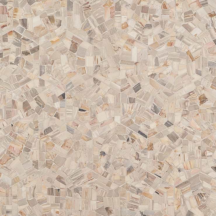 Fossil 10" Hexagon Petrified Stone Mosaic