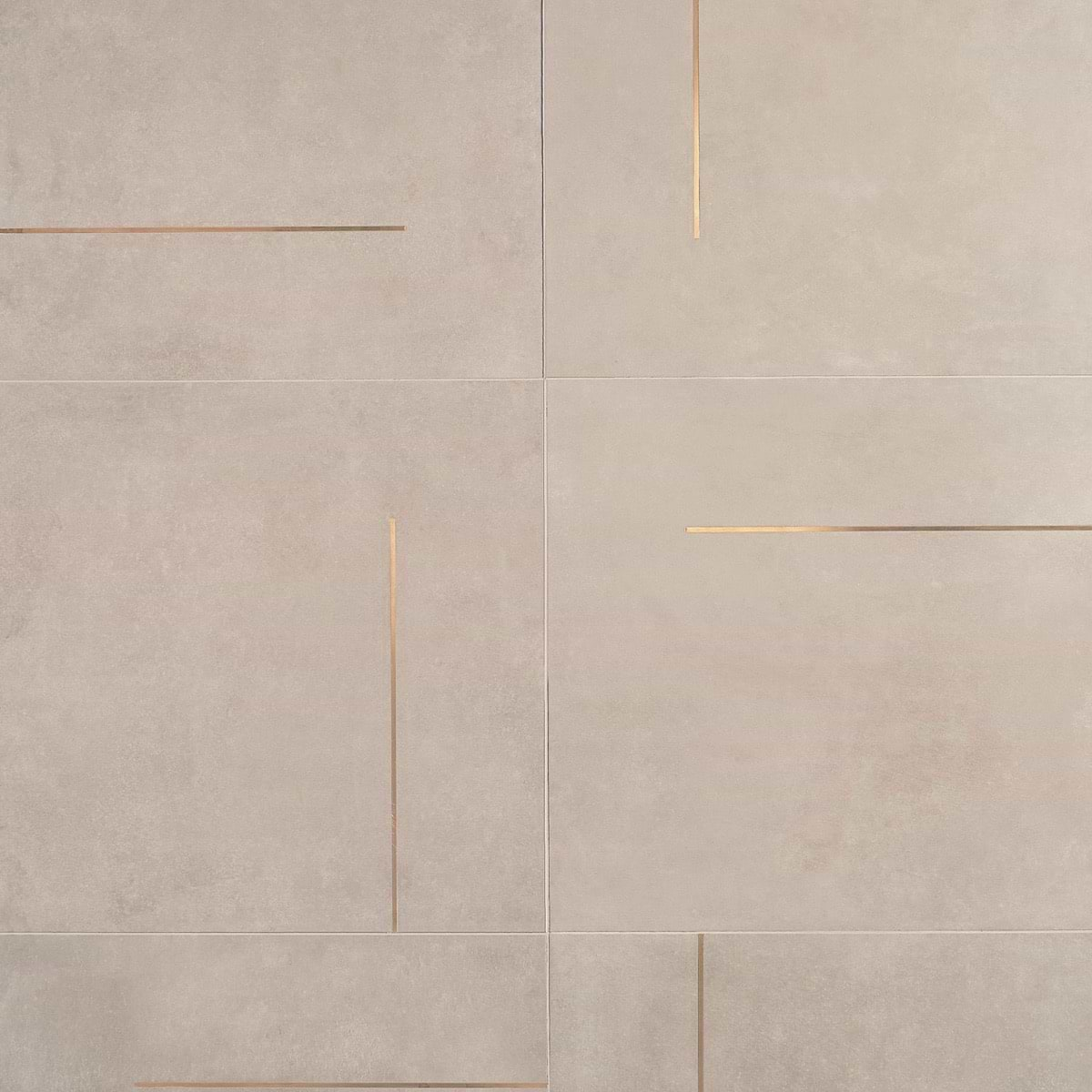 Lines Brass Inlay Greige 24x24 Porcelain Tile with Matte Finish and Brass Lines