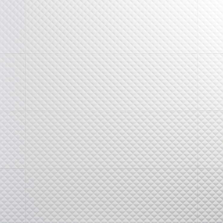 Reverb Pillowed White 12x36 3D Glossy Ceramic Tile