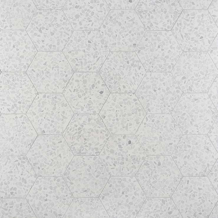 Terrazzo Hex Gray 9" Terrazzo Look Matte Porcelain Tile