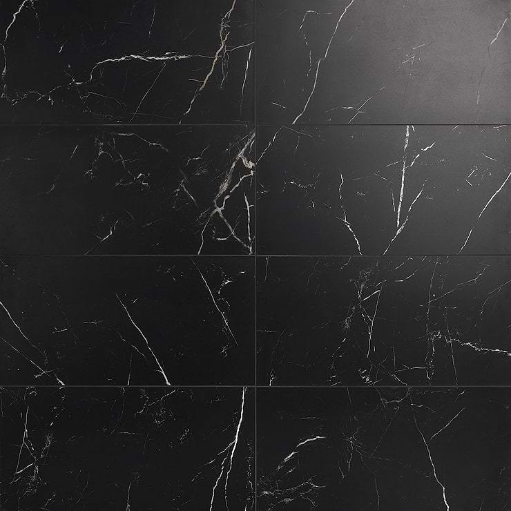 Marble Tech Port Laurent 12x24 Matte Nero Marquina Look Porcelain Tile