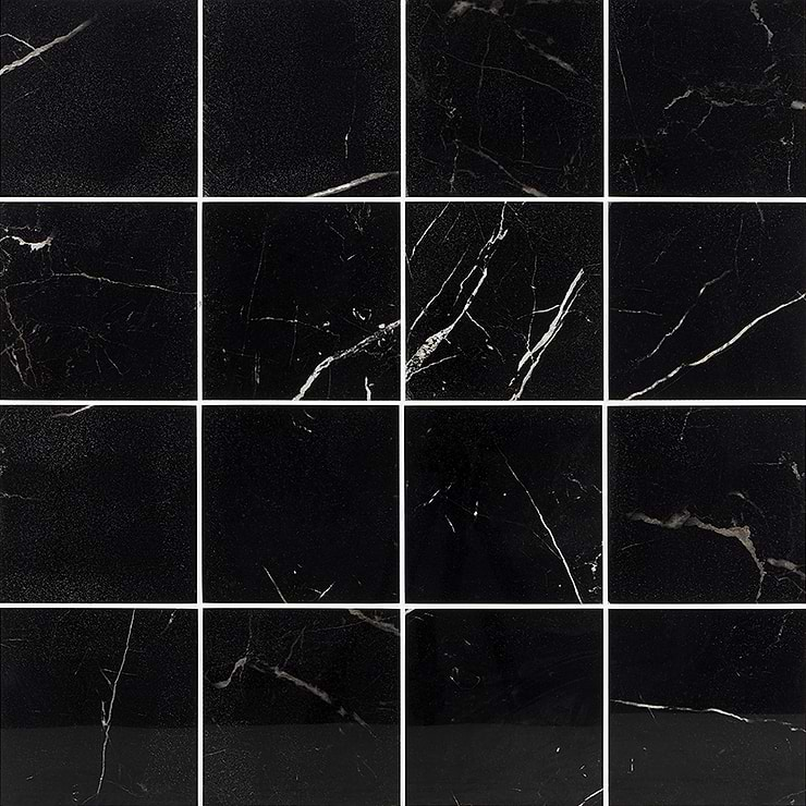 Marble Tech Port Laurent 6x6 Polished Nero Marquina Look Porcelain Tile