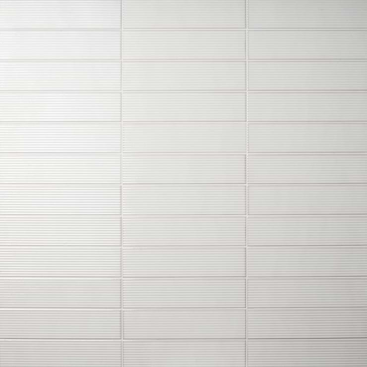 Stacy Garcia ArtBlock Bianco White 4x16 Fluted Glossy Porcelain Tile