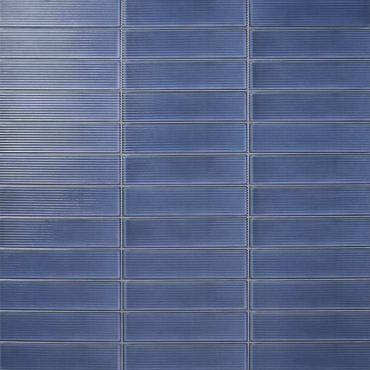 Stacy Garcia ArtBlock Denim Blue 4x16 Fluted Glossy Porcelain Tile