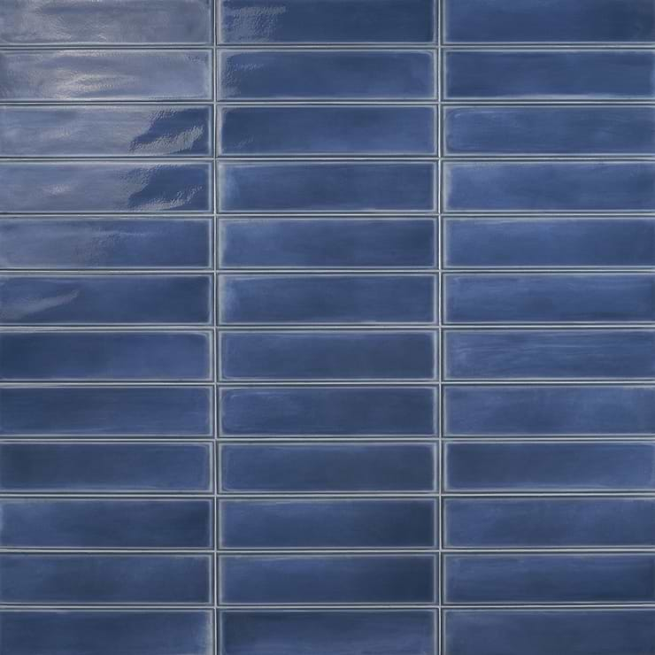 Stacy Garcia ArtBlock Denim Blue 4x16 Glossy Porcelain Tile