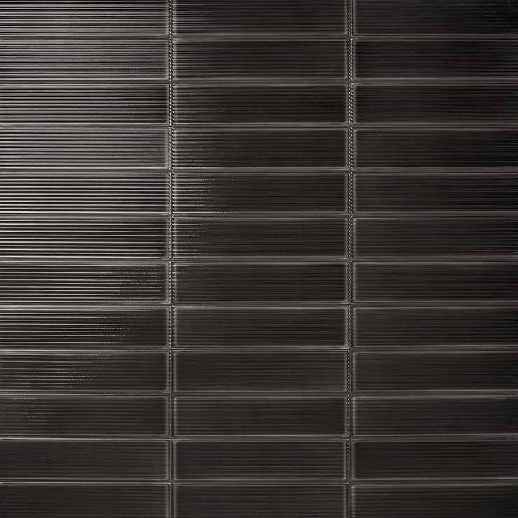 Stacy Garcia ArtBlock Nero Black 4x16 Fluted Glossy Porcelain Tile