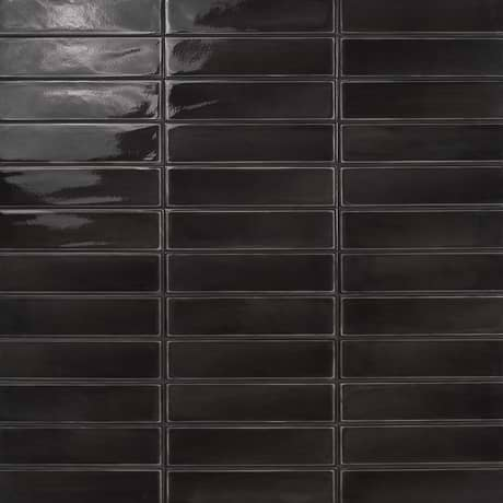 Stacy Garcia ArtBlock Nero Black 4x16 Glossy Porcelain Tile