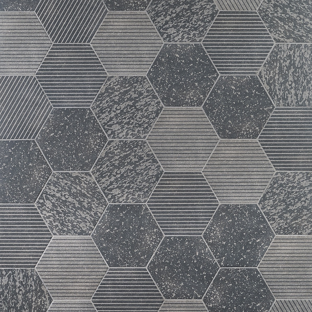 Texstone Deco Antracita Dark Gray 9" Porcelain Matte Hexagon Tile