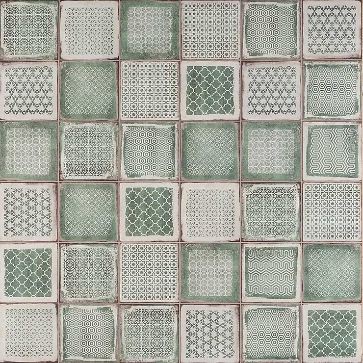 Los Lunas Deco Green 8x8 Matte Porcelain Tile