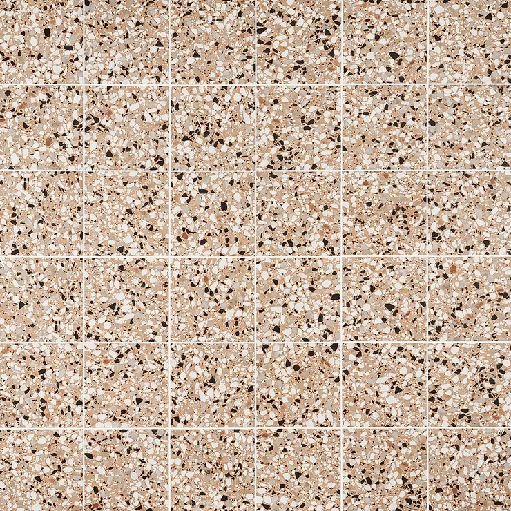 Chips Macro Terracotta Coral Orange 8x8 Terrazzo Look Matte Porcelain Tile