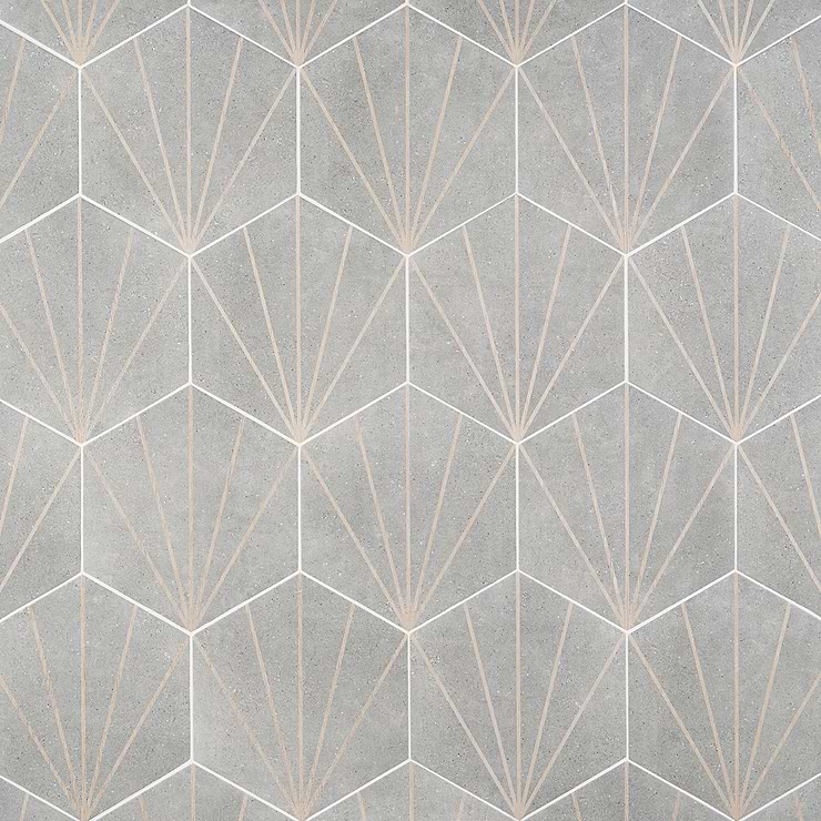 Pergola Beams Gray 12.5" Hexagon Matte Gray Porcelain Tile