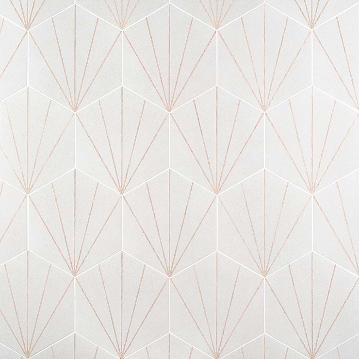Pergola Beams White 12.5" Hexagon Porcelain Matte Tile